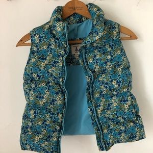 Land’s End floral down vest medium 5-6